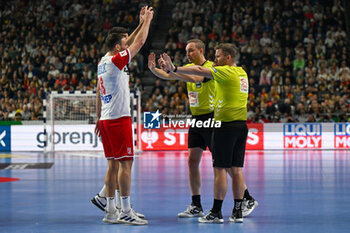2024-01-18 - Igor Karacic (Croatia) and Mario Sostaric (Croatia) shows his disappointment with the referees during the Men’s EHF Euro 2024 match between France vs. Croatia at the Lanxess Arena in Berlin, Cologne - MEN'S EHF EURO 2024 - FRANCE VS CROATIA - HANDBALL - OTHER SPORTS