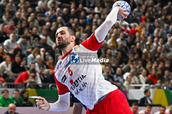 2024-01-18 - 7m throw for Mario Sostaric (Croatia) during the Men’s EHF Euro 2024 match between France vs. Croatia at the Lanxess Arena in Berlin, Cologne - MEN'S EHF EURO 2024 - FRANCE VS CROATIA - HANDBALL - OTHER SPORTS
