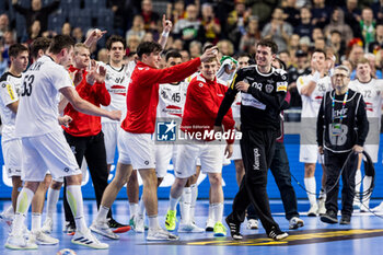 2024-01-18 - Austria players celebrate during the Men's EHF Euro 2024, Main Round, handball match between Hungary and Austria on January 18, 2024 at Lanxess-Arena in Cologne, Germany - HANDBALL - MEN'S EHF EURO 2024 - HUNGARY V AUSTRIA - HANDBALL - OTHER SPORTS