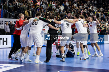 2024-01-18 - Austria players celebrate during the Men's EHF Euro 2024, Main Round, handball match between Hungary and Austria on January 18, 2024 at Lanxess-Arena in Cologne, Germany - HANDBALL - MEN'S EHF EURO 2024 - HUNGARY V AUSTRIA - HANDBALL - OTHER SPORTS