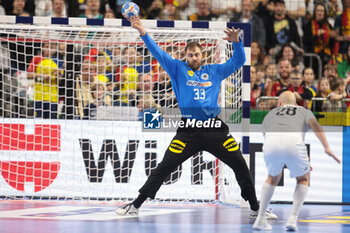 2024-01-20 - Andreas Wolff of Germany makes a save during the Men's EHF Euro 2024, Main Round, handball match between Germany and Austria on January 20, 2024 at Lanxess-Arena in Cologne, Germany - HANDBALL - MEN'S EHF EURO 2024 - GERMANY V AUSTRIA - HANDBALL - OTHER SPORTS