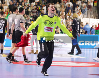 2024-01-20 - Constantin Möstl of Austria celebrates during the Men's EHF Euro 2024, Main Round, handball match between Germany and Austria on January 20, 2024 at Lanxess-Arena in Cologne, Germany - HANDBALL - MEN'S EHF EURO 2024 - GERMANY V AUSTRIA - HANDBALL - OTHER SPORTS
