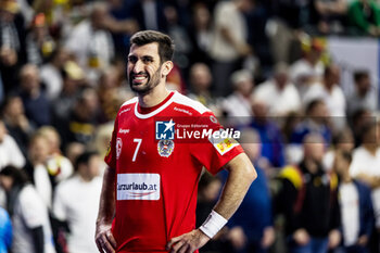 2024-01-22 - Janko Bozovic of Austria during the Men's EHF Euro 2024, Main Round, handball match between France and Austria on January 22, 2024 at Lanxess-Arena in Cologne, Germany - HANDBALL - MEN'S EHF EURO 2024 - FRANCE V AUSTRIA - HANDBALL - OTHER SPORTS