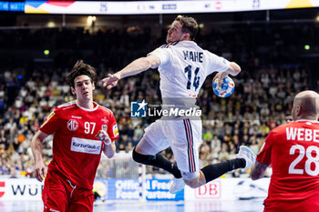 2024-01-22 - Kentin Mahe of France and Michael Miskovez of Austria during the Men's EHF Euro 2024, Main Round, handball match between France and Austria on January 22, 2024 at Lanxess-Arena in Cologne, Germany - HANDBALL - MEN'S EHF EURO 2024 - FRANCE V AUSTRIA - HANDBALL - OTHER SPORTS