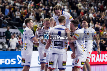2024-01-22 - Iceland players celebrate during the Men's EHF Euro 2024, Main Round, handball match between Croatia and Iceland on January 22, 2024 at Lanxess-Arena in Cologne, Germany - HANDBALL - MEN'S EHF EURO 2024 - CROATIA V ICELAND - HANDBALL - OTHER SPORTS