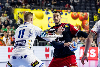 2024-01-22 - Ante Ivankovic of Croatia and Ymir Gislason of Iceland during the Men's EHF Euro 2024, Main Round, handball match between Croatia and Iceland on January 22, 2024 at Lanxess-Arena in Cologne, Germany - HANDBALL - MEN'S EHF EURO 2024 - CROATIA V ICELAND - HANDBALL - OTHER SPORTS