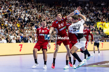 2024-01-22 - Rune Dahmke of Germany and Bence Imre of Hungary during the Men's EHF Euro 2024, Main Round, handball match between Germany and Hungary on January 22, 2024 at Lanxess-Arena in Cologne, Germany - HANDBALL - MEN'S EHF EURO 2024 - GERMANY V HUNGARY - HANDBALL - OTHER SPORTS