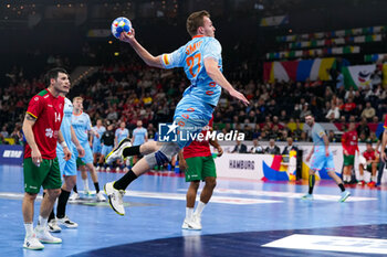 2024-01-23 - Alec Smit of The Netherlands during the Men's EHF Euro 2024, Main Round, handball match between Netherlands and Portugal on January 23, 2024 at Barclays Arena in Hamburg, Germany - HANDBALL - MEN'S EHF EURO 2024 - NETHERLANDS V PORTUGAL - HANDBALL - OTHER SPORTS