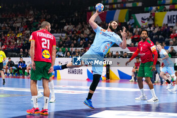 2024-01-23 - Leonel Fernandes of Portugal and Tim Claessens of The Netherlands during the Men's EHF Euro 2024, Main Round, handball match between Netherlands and Portugal on January 23, 2024 at Barclays Arena in Hamburg, Germany - HANDBALL - MEN'S EHF EURO 2024 - NETHERLANDS V PORTUGAL - HANDBALL - OTHER SPORTS