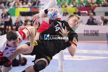 2024-01-24 - Justus Fischer of Germany during the Men's EHF Euro 2024, Main Round, handball match between Germany and Croatia on January 24, 2024 at Lanxess-Arena in Cologne, Germany - HANDBALL - MEN'S EHF EURO 2024 - GERMANY V CROATIA - HANDBALL - OTHER SPORTS