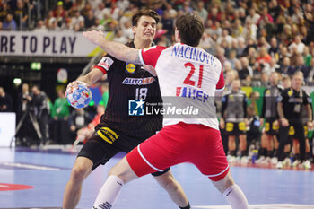 2024-01-24 - Julian Köster of Germany and Verona Nacinovic of Croatia during the Men's EHF Euro 2024, Main Round, handball match between Germany and Croatia on January 24, 2024 at Lanxess-Arena in Cologne, Germany - HANDBALL - MEN'S EHF EURO 2024 - GERMANY V CROATIA - HANDBALL - OTHER SPORTS