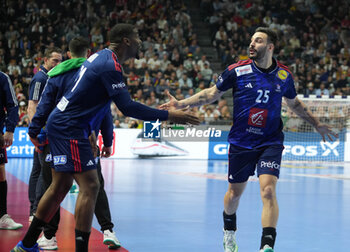 2024-01-26 - Hugo Descat and Dylan Nahi of France during the Men's EHF Euro 2024, Semi Finals handball match between France and Sweden on January 26, 2024 at Lanxess-Arena in Cologne, Germany - HANDBALL - MEN'S EHF EURO 2024 - FRANCE V SWEDEN - HANDBALL - OTHER SPORTS