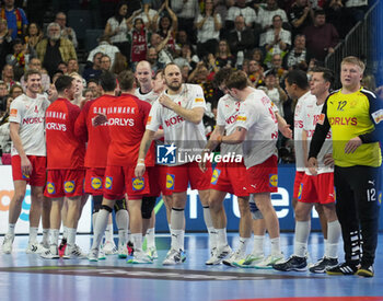 2024-01-27 - Denmark players celebrate at full time during the Men's EHF Euro 2024, Semi Finals handball match between Germany and Denmark on January 26, 2024 at Lanxess-Arena in Cologne, Germany - HANDBALL - MEN'S EHF EURO 2024 - GERMANY V DENMARK - HANDBALL - OTHER SPORTS