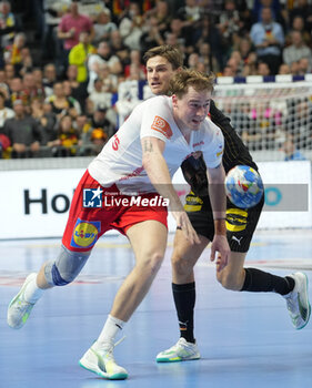 2024-01-27 - Simon Bogetoft Pytlick of Denmark during the Men's EHF Euro 2024, Semi Finals handball match between Germany and Denmark on January 26, 2024 at Lanxess-Arena in Cologne, Germany - HANDBALL - MEN'S EHF EURO 2024 - GERMANY V DENMARK - HANDBALL - OTHER SPORTS