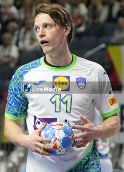 2024-01-26 - Jure Dolenec of Slovenia during the Men's EHF Euro 2024, Placement match 5/6, handball match between Hungary and Slovenia on January 26, 2024 at Lanxess-Arena in Cologne, Germany - HANDBALL - MEN'S EHF EURO 2024 - HUNGARY V SLOVENIA - HANDBALL - OTHER SPORTS
