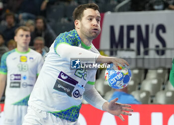 2024-01-26 - Miha Zarabec of Slovenia during the Men's EHF Euro 2024, Placement match 5/6, handball match between Hungary and Slovenia on January 26, 2024 at Lanxess-Arena in Cologne, Germany - HANDBALL - MEN'S EHF EURO 2024 - HUNGARY V SLOVENIA - HANDBALL - OTHER SPORTS