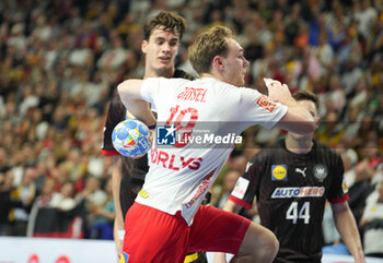 2024-01-26 - Mathias Gidsel of Denmark during the Men's EHF Euro 2024, Semi Finals handball match between Germany and Denmark on January 26, 2024 at Lanxess-Arena in Cologne, Germany - HANDBALL - MEN'S EHF EURO 2024 - GERMANY V DENMARK - HANDBALL - OTHER SPORTS