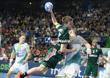 2024-01-26 - Bence Imre of Hungary and Borut Mackovsek of Slovenia during the Men's EHF Euro 2024, Placement match 5/6, handball match between Hungary and Slovenia on January 26, 2024 at Lanxess-Arena in Cologne, Germany - HANDBALL - MEN'S EHF EURO 2024 - HUNGARY V SLOVENIA - HANDBALL - OTHER SPORTS