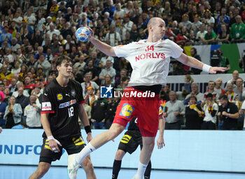 2024-01-26 - Simon Hald Jensen of Denmark during the Men's EHF Euro 2024, Semi Finals handball match between Germany and Denmark on January 26, 2024 at Lanxess-Arena in Cologne, Germany - HANDBALL - MEN'S EHF EURO 2024 - GERMANY V DENMARK - HANDBALL - OTHER SPORTS