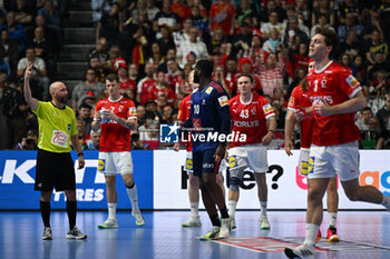 2024-01-28 - 2 minutes suspension for Dika Mem (France) during 2nd and 1st place final of the Men’s EHF Euro 2024 match between France vs Denmark at the Lanxess Arena, Cologne, Germany - MEN'S EHF EURO 2024 - FINAL - FRANCE VS DENMARK - HANDBALL - OTHER SPORTS