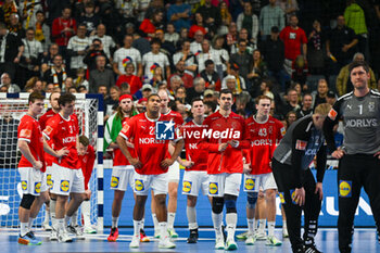 2024-01-28 - Denmark team shows their disappointment after loose the Men’s EHF Euro 2024 match between France vs Denmark at the Lanxess Arena, Cologne, Germany - MEN'S EHF EURO 2024 - FINAL - FRANCE VS DENMARK - HANDBALL - OTHER SPORTS