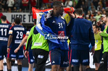 2024-01-28 - Happiness of Dylan Nahi (France) after win the Men’s EHF Euro 2024 match between France vs Denmark at the Lanxess Arena, Cologne, Germany - MEN'S EHF EURO 2024 - FINAL - FRANCE VS DENMARK - HANDBALL - OTHER SPORTS