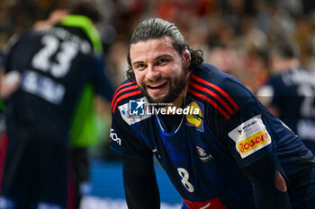 2024-01-28 - Happiness of Elohim Prandi (France) after win the 2nd and 1st place final of the Men’s EHF Euro 2024 match between France vs Denmark at the Lanxess Arena, Cologne, Germany - MEN'S EHF EURO 2024 - FINAL - FRANCE VS DENMARK - HANDBALL - OTHER SPORTS