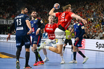 2024-01-28 - Mathias Gidsel (Denmark) during 2nd and 1st place final of the Men’s EHF Euro 2024 match between France vs Denmark at the Lanxess Arena, Cologne, Germany - MEN'S EHF EURO 2024 - FINAL - FRANCE VS DENMARK - HANDBALL - OTHER SPORTS