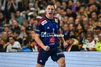 2024-01-28 - Happiness of Yanis Lenne (France) after scores a goal during 2nd and 1st place final of the Men’s EHF Euro 2024 match between France vs Denmark at the Lanxess Arena, Cologne, Germany - MEN'S EHF EURO 2024 - FINAL - FRANCE VS DENMARK - HANDBALL - OTHER SPORTS