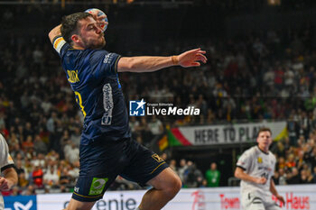 2024-01-28 - Sebastian Carl Percy Karlsson (Sweden) during 3rd and 4th place final of the Men’s EHF Euro 2024 match between Sweden vs Germany at the Lanxess Arena, Cologne, Germany - MEN'S EHF EURO 2024 - PLACEMENT MATCH 3/4 - SWEDEN VS GERMANY  - HANDBALL - OTHER SPORTS