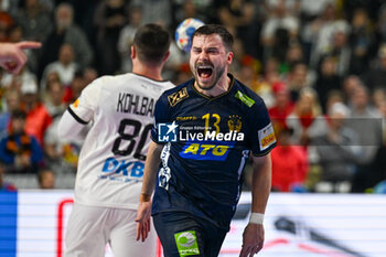 2024-01-28 - 1Happiness of Isak Persson (Sweden) after scores a goal during 3rd and 4th place final of the Men’s EHF Euro 2024 match between Sweden vs Germany at the Lanxess Arena, Cologne, Germany - MEN'S EHF EURO 2024 - PLACEMENT MATCH 3/4 - SWEDEN VS GERMANY  - HANDBALL - OTHER SPORTS