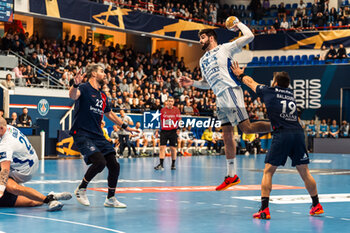 2024-03-06 - Imanol Garciandia Alustiza of Pick Szeged and David Balaguer of PSG during the EHF Champions League, Group A handball match between Paris Saint-Germain and OTP Bank - Pick Szeged on March 6, 2024 at Pierre de Coubertin stadium in Paris, France - HANDBALL - CHAMPIONS LEAGUE - PARIS SG V PICK SZEGED - HANDBALL - OTHER SPORTS