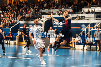 2024-03-06 - Luc Steins of PSG and Borut Mackovsek of Pick Szeged during the EHF Champions League, Group A handball match between Paris Saint-Germain and OTP Bank - Pick Szeged on March 6, 2024 at Pierre de Coubertin stadium in Paris, France - HANDBALL - CHAMPIONS LEAGUE - PARIS SG V PICK SZEGED - HANDBALL - OTHER SPORTS