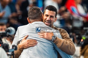 2024-05-31 - Novak DJOKOVIC during the French championship Liqui Molly Starligue Handball match between Paris Saint-Germain Handball and PAUC (Pays d'Aix Université Club Handball) on May 31, 2024 at Accor Arena in Paris, France - HANDBALL - FRENCH CHAMP - PARIS SG V PAUC - HANDBALL - OTHER SPORTS