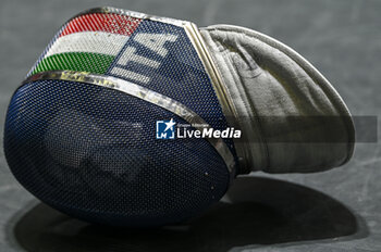 2024-03-01 - Detail of the Italian fencer's helmet - FENCING TEAM WORLD CUP - FENCING - OTHER SPORTS