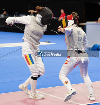 2024-06-23 - Basel Switzerland, 06/23/2024: SAVEANU Anca (Roumania) against DIAZ ESCALONA Maria Teresa (Spain) during Fencing Euro Basel 2024. Fencing Euro Basel 2024 took place at the St. Jakobshalle, in Basel.
Credit: Patrick Dancel/LiveMedia.
 - FENCINGEURO BASEL 2024 - FENCING - OTHER SPORTS