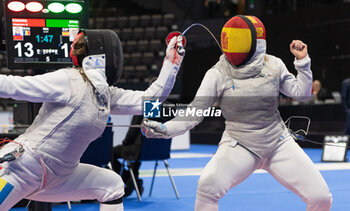 2024-06-23 - Basel Switzerland, 06/23/2024: CALUGAREANU Malina (Roumania) againstBRETEAU Andrea (Spain) during Fencing Euro Basel 2024. Fencing Euro Basel 2024 took place at the St. Jakobshalle, in Basel.
Credit: Patrick Dancel/LiveMedia.
 - FENCINGEURO BASEL 2024 - FENCING - OTHER SPORTS