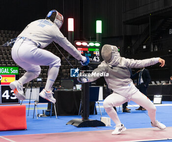 2024-06-23 - Basel Switzerland, 06/23/2024: YILDIRIM Enver (Turkey) against MADRIGAL Santiago (Spain) during Fencing Euro Basel 2024. Fencing Euro Basel 2024 took place at the St. Jakobshalle, in Basel.
Credit: Patrick Dancel/LiveMedia.
 - FENCINGEURO BASEL 2024 - FENCING - OTHER SPORTS