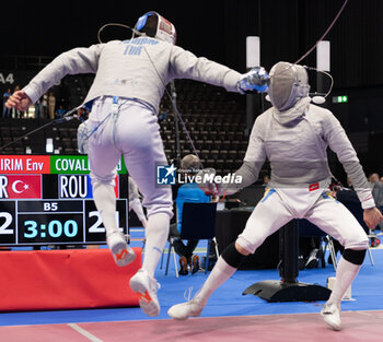 2024-06-23 - Basel Switzerland, 06/23/2024: YILDIRIM Enver (Turkey) against COVALIU Vlad (Roumania) during Fencing Euro Basel 2024. Fencing Euro Basel 2024 took place at the St. Jakobshalle, in Basel.
Credit: Patrick Dancel/LiveMedia.
 - FENCINGEURO BASEL 2024 - FENCING - OTHER SPORTS