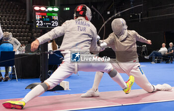 2024-06-23 - Basel Switzerland, 06/23/2024: YAMAN Furkan (Turkey) against NITU Radu (Roumania) during Fencing Euro Basel 2024. Fencing Euro Basel 2024 took place at the St. Jakobshalle, in Basel.
Credit: Patrick Dancel/LiveMedia.
 - FENCINGEURO BASEL 2024 - FENCING - OTHER SPORTS