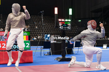 2024-06-23 - Basel Switzerland, 06/23/2024: YILDIRIM Enver (Turkey) against NITU Radu (Roumania) during Fencing Euro Basel 2024. Fencing Euro Basel 2024 took place at the St. Jakobshalle, in Basel.
Credit: Patrick Dancel/LiveMedia.
 - FENCINGEURO BASEL 2024 - FENCING - OTHER SPORTS