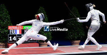 2024-06-23 - Basel Switzerland, 06/23/2024: BUTRUILLE Solene (France) against KONDRICZ Kata (Hungary) during Fencing Euro Basel 2024. Fencing Euro Basel 2024 took place at the St. Jakobshalle, in Basel.
Credit: Patrick Dancel/LiveMedia.
 - FENCINGEURO BASEL 2024 - FENCING - OTHER SPORTS