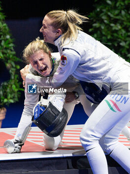 2024-06-23 - Basel Switzerland, 06/23/2024: PASZTOR Flora (Hungary) celebrates wining point for bronze medal during Fencing Euro Basel 2024. Fencing Euro Basel 2024 took place at the St. Jakobshalle, in Basel.
Credit: Patrick Dancel/LiveMedia.
 - FENCINGEURO BASEL 2024 - FENCING - OTHER SPORTS