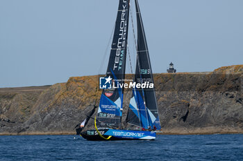 2024-09-15 - Justine Mettraux TEAM WORK during the start of 48 hours Le Défi Azimut race, off Lorient, Western France, on September 15, 2024 - SAILING - DEFI AZIMUT - LORIENT AGGLOMERATION - SAILING - OTHER SPORTS