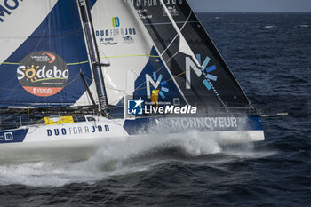 2024-09-10 - Benjamin Ferré on Imoca Monnoyeur - Duo for a Job - For the Planet during a training session prior the Vendée Globe 2024 on September 10, 2024, off Groix in France - SAILING - VENDEE GLOBE 2024 - BENJAMIN FERRÉ - IMOCA MONNOYEUR - DUO FOR A JOB - SAILING - OTHER SPORTS