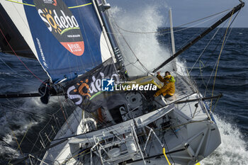 2024-09-10 - Benjamin Ferré on Imoca Monnoyeur - Duo for a Job - For the Planet during a training session prior the Vendée Globe 2024 on September 10, 2024, off Groix in France - SAILING - VENDEE GLOBE 2024 - BENJAMIN FERRÉ - IMOCA MONNOYEUR - DUO FOR A JOB - SAILING - OTHER SPORTS