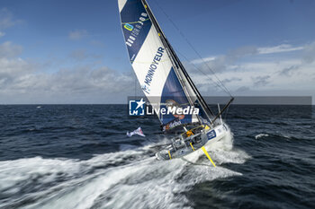 2024-09-10 - Benjamin Ferré on Imoca Monnoyeur - Duo for a Job - For the Planet during a training session prior the Vendée Globe 2024 on September 10, 2024, off Groix in France - SAILING - VENDEE GLOBE 2024 - BENJAMIN FERRÉ - IMOCA MONNOYEUR - DUO FOR A JOB - SAILING - OTHER SPORTS