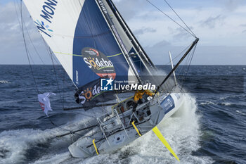 2024-09-10 - Benjamin Ferré on Imoca Monnoyeur - Duo for a Job - For the Planet during a training session prior the Vendée Globe 2024 on September 10, 2024, off Groix in France - SAILING - VENDEE GLOBE 2024 - BENJAMIN FERRÉ - IMOCA MONNOYEUR - DUO FOR A JOB - SAILING - OTHER SPORTS