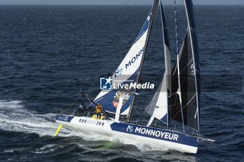 2024-09-10 - Benjamin Ferré on Imoca Monnoyeur - Duo for a Job - For the Planet during a training session prior the Vendée Globe 2024 on September 10, 2024, off Groix in France - SAILING - VENDEE GLOBE 2024 - BENJAMIN FERRÉ - IMOCA MONNOYEUR - DUO FOR A JOB - SAILING - OTHER SPORTS