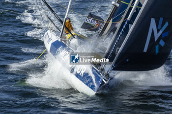 2024-09-10 - Benjamin Ferré on Imoca Monnoyeur - Duo for a Job - For the Planet during a training session prior the Vendée Globe 2024 on September 10, 2024, off Groix in France - SAILING - VENDEE GLOBE 2024 - BENJAMIN FERRÉ - IMOCA MONNOYEUR - DUO FOR A JOB - SAILING - OTHER SPORTS